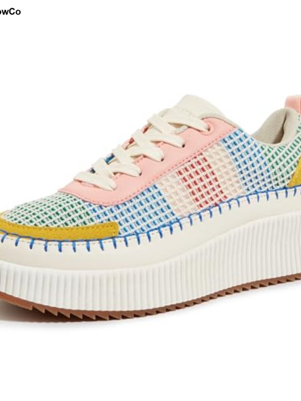 Chunky Platform Sneakers Lace Up Knit Pearl Rhinestone Women's Casual Tennis